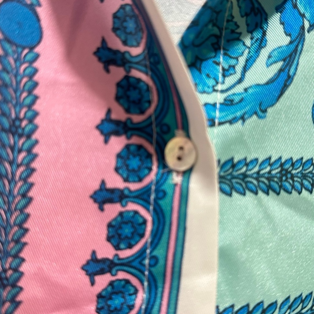 Silky Satin Multi-Colored Button Down Size Medium - image 7